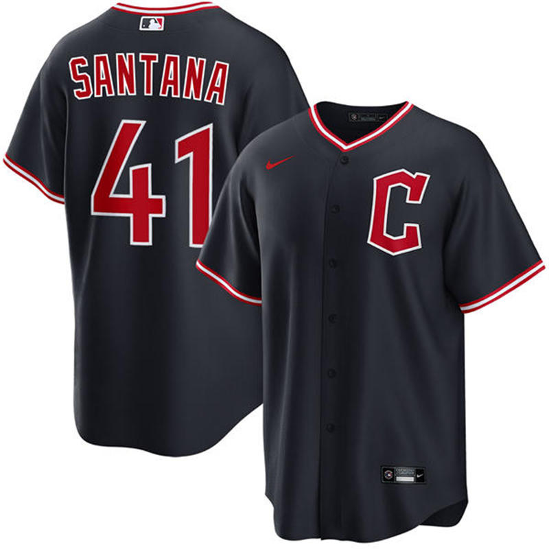 Mens Cleveland Guardians #41 Carlos Santana Nike 2025 Navy Alternate Limited Player Jersey