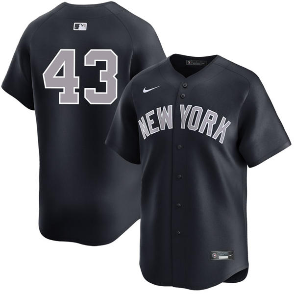 Mens New York Yankees #43 Jonathan Loaisiga Navy Grey Alternate 2nd New York Limited Jersey