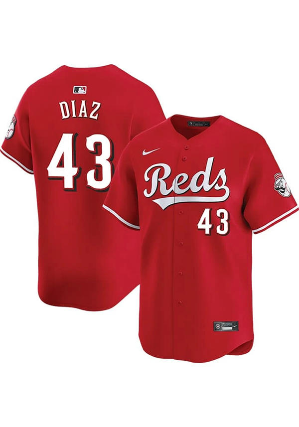 Men's Cincinnati Reds #43 Alexis Diaz Scarlet Alternate Reds FlexBase Player Jersey