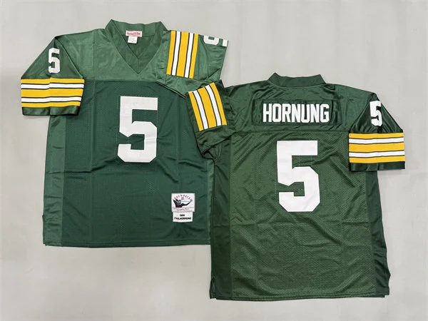 Men's Green Bay Packers #5 Paul Hornung 1966 Green Throwback Jersey