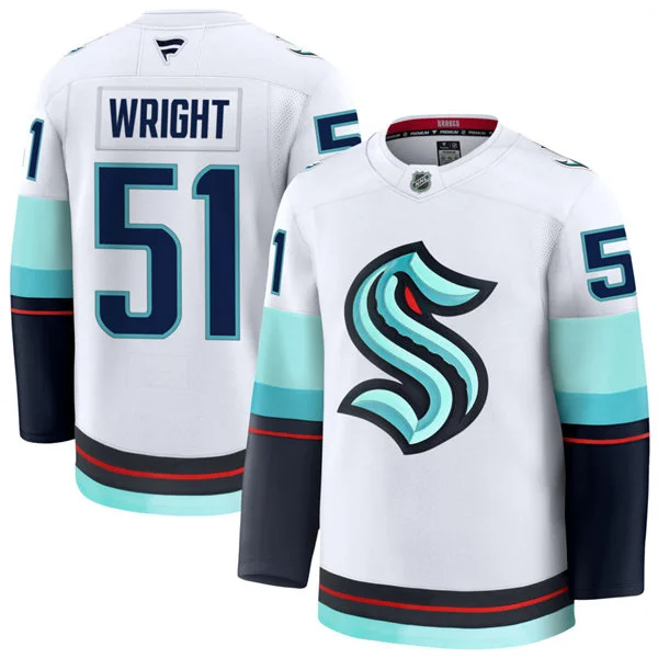 Mens Seattle Kraken #51 Shane Wright Fanatics Away White Premium Player Jersey