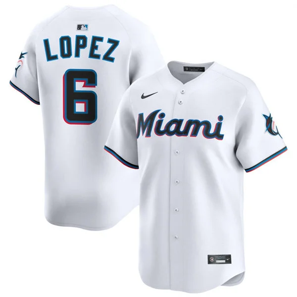 Mens Miami Marlins #6 Otto Lopez Nike White Home Limited Jersey