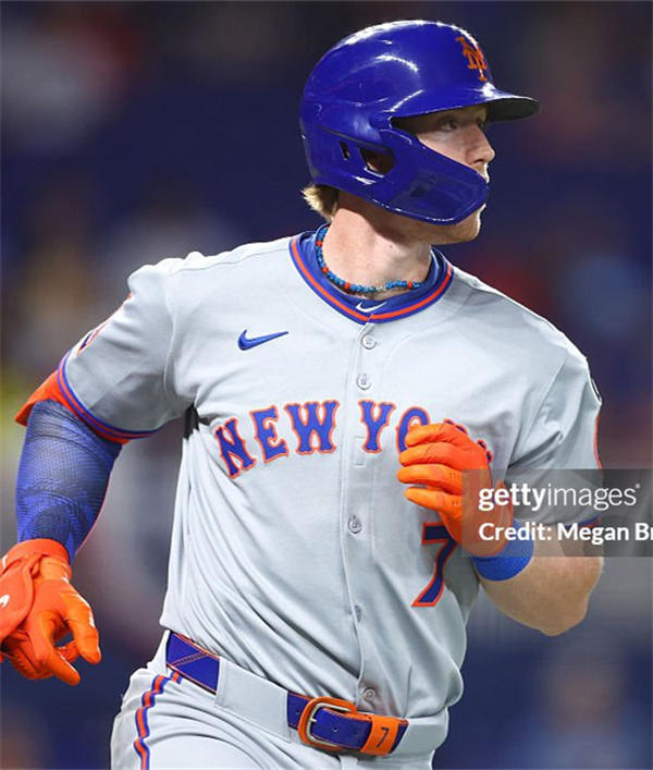 Mens New York Mets #7 Brett Baty Nike 2025 Gray Road Limited Player Jersey