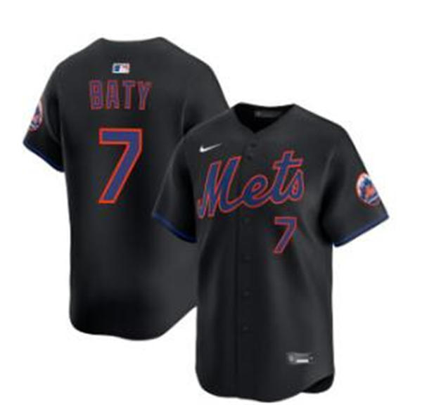 Mens New York Mets #7 Brett Baty Nike Black Alternate Player Jersey