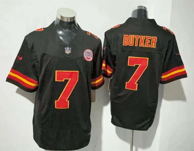 Men's Kansas City Chiefs #7 Harrison Butker Nike Black F.U.S.E. Vapor Limited Jersey