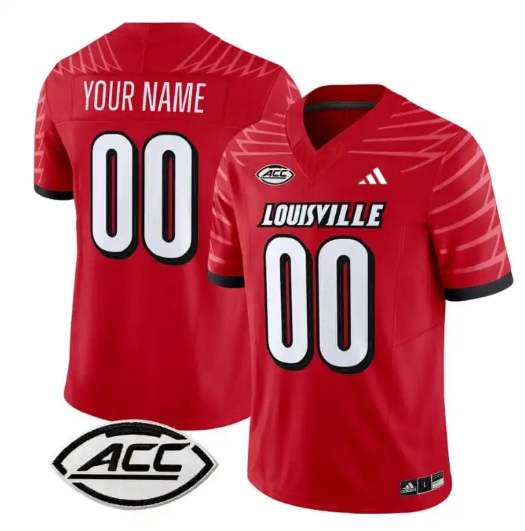 Mens Louisville Cardinals Custom Adidas 2021-24 Red Football Game Jersey