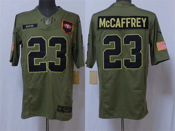 Mens San Francisco 49ers #23 Christian McCaffrey Nike 2025 Salute to Service Limited Jersey - Olive