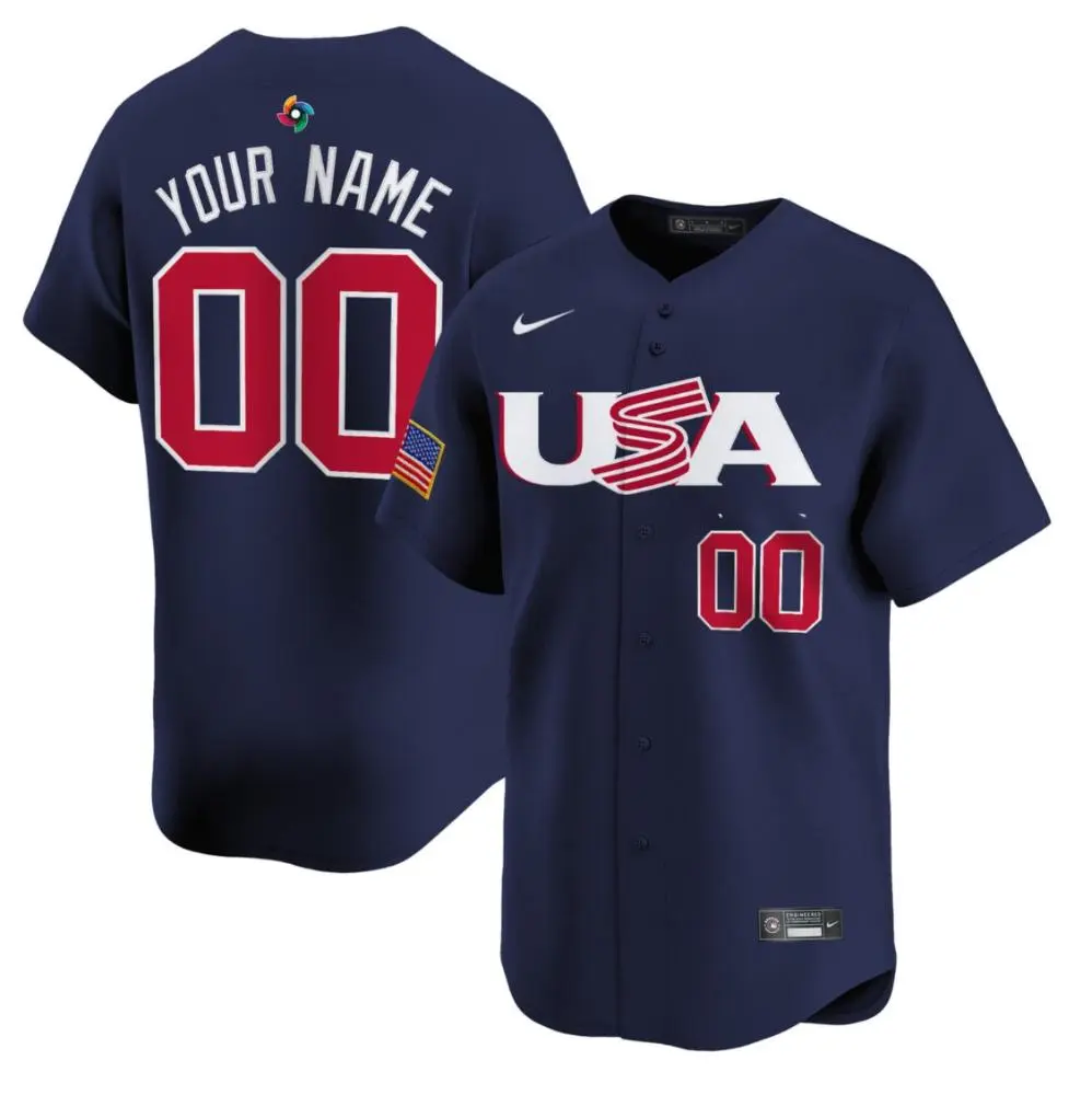 Mens Youth USA Custom Nike Navy 2023 World Baseball Classic Game Jersey