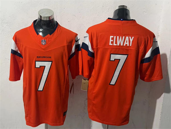 Mens Denver Broncos Retired Player #7 John Elway Nike Orange Vapor F.U.S.E. Limited Jersey
