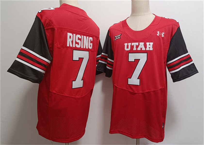 Mens Utah Utes #7 Cameron Rising 2024 XII Red College Football Game Jersey
