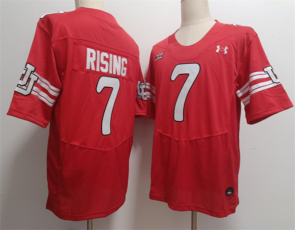 Mens Utah Utes #7 Cameron Rising 2024 XII Red Retro College Football Throwback Jersey