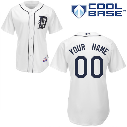Mens Detroit Tigers Customized Home White  Jersey