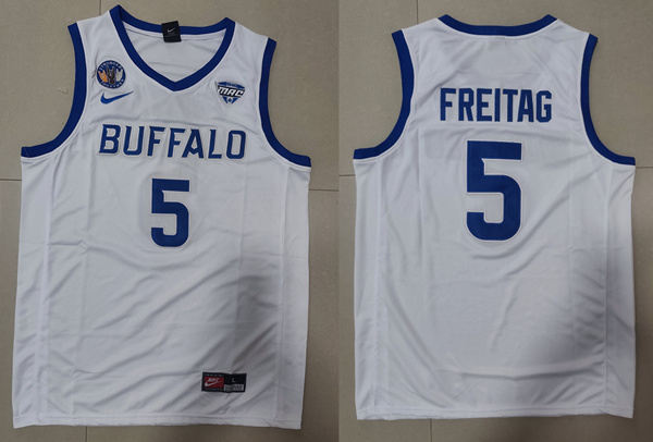 Mens Youth Buffalo Bulls #5 Daniel Freitag 2025 White  College Basketball Game Jersey