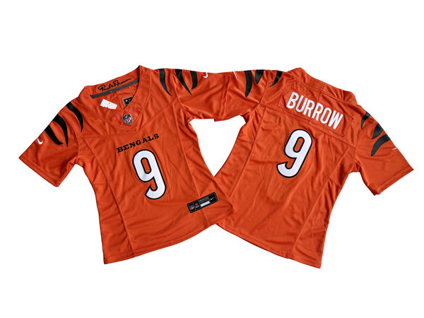 Women's Cincinnati Bengals #9 Joe Burrow 2021 Nike Orange Alternate Vapor Lady Limited Jersey
