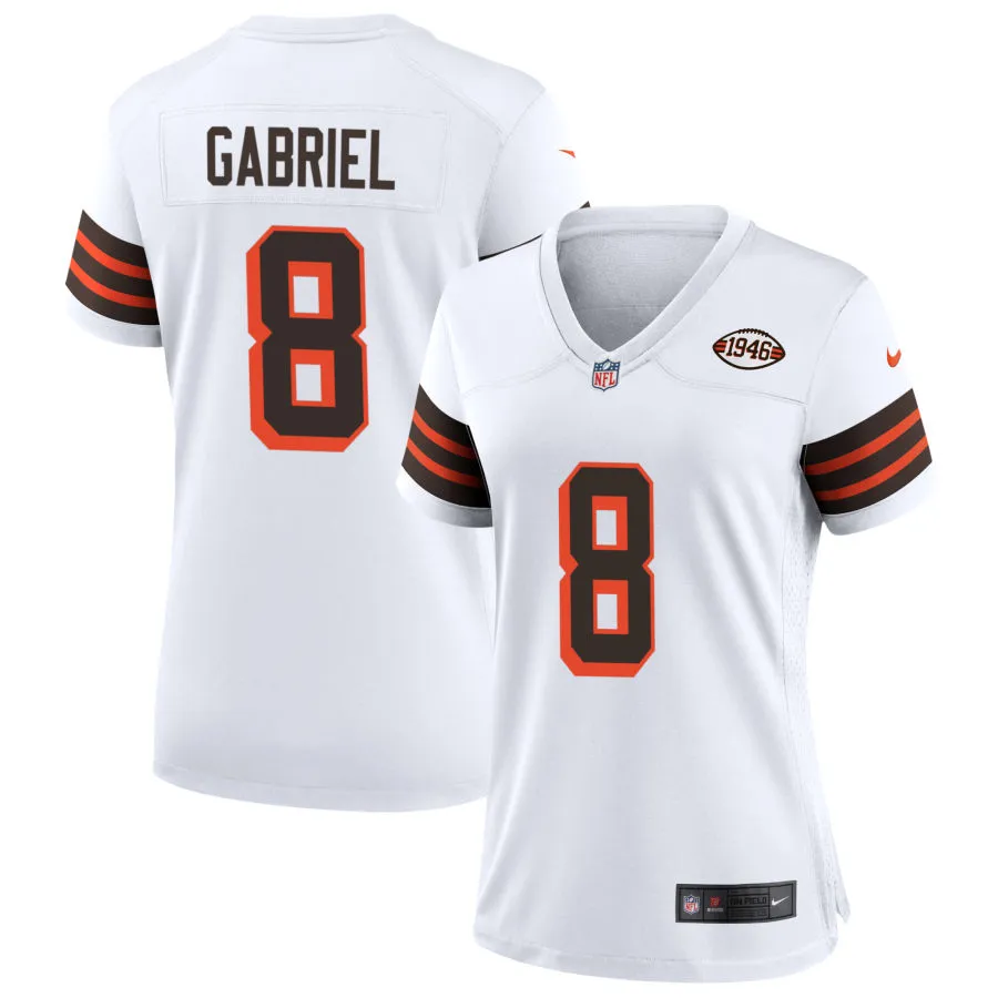 Womens Cleveland Browns #8 Dillon Gabriel Nike White 1946 Collection 75th Anniversary Limited Jersey