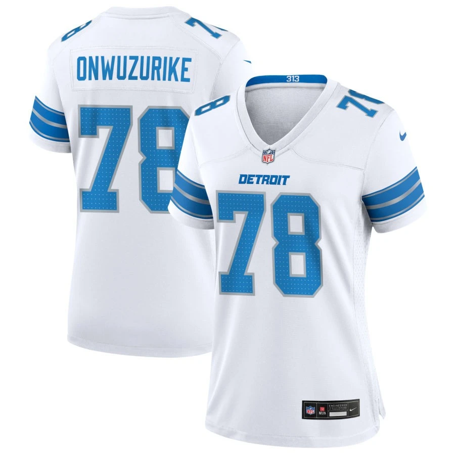 Womens Detroit Lions #78 Levi Onwuzurike Nike White Limited Jersey