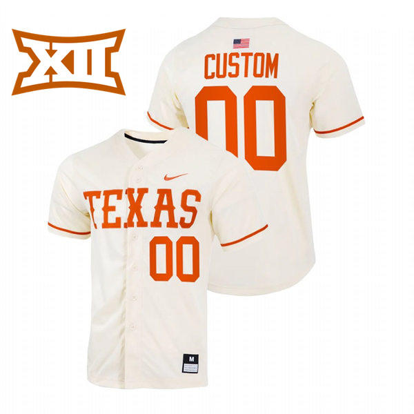 Mens Youth Texas Longhorns Custom Diamonds Nike 2019 Cream College Baseball Jersey