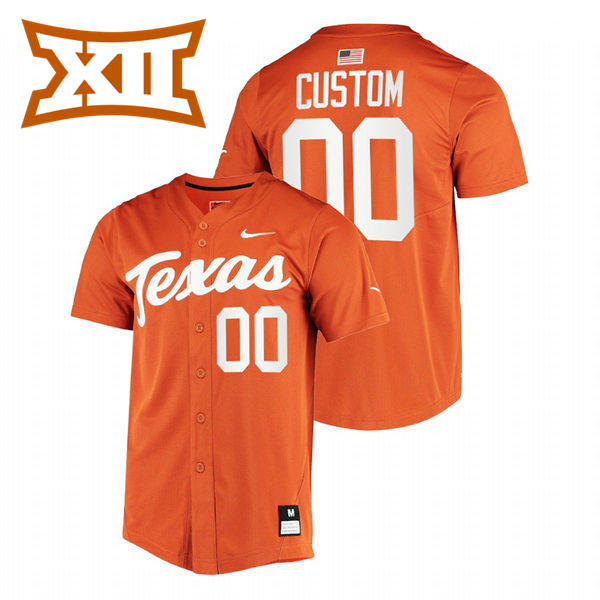 Mens Youth Texas Longhorns Custom Diamonds Nike 2019 Orange College Baseball Jersey