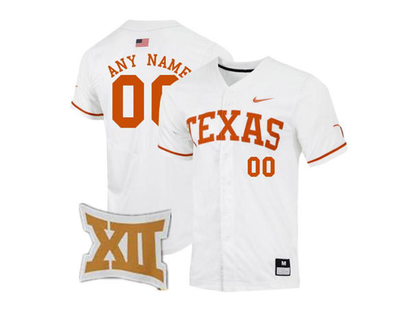 Mens Youth Texas Longhorns Custom Diamonds Nike 2019 White College Baseball Jersey