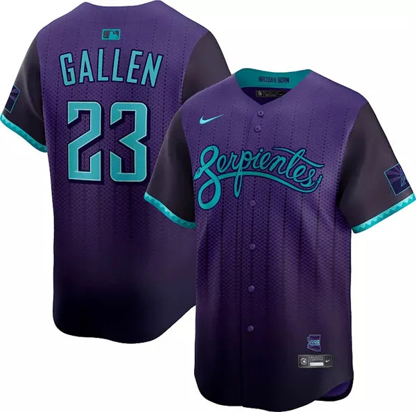 Mens Arizona Diamondbacks #23 Zac Gallen Nike Serpientes 2025 City Connect Limited Jersey Purple