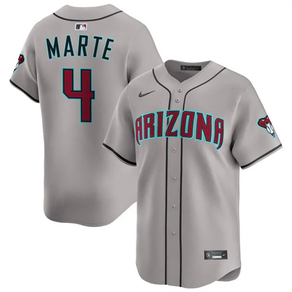 Mens  Arizona Diamondbacks #4 Ketel Marte Nike Gray Road Limited Jersey