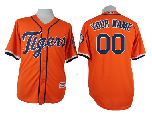 Men's Detroit Tigers 2015 Cool Base Authentic Personalized Alternate Orange Jersey