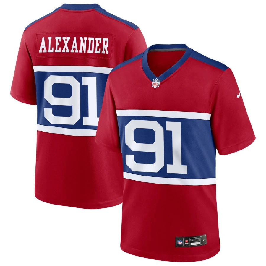 Men's New York Giants #91 Darius Alexander Nike Century Red Alternate Vapor F.U.S.E. Limited Jersey