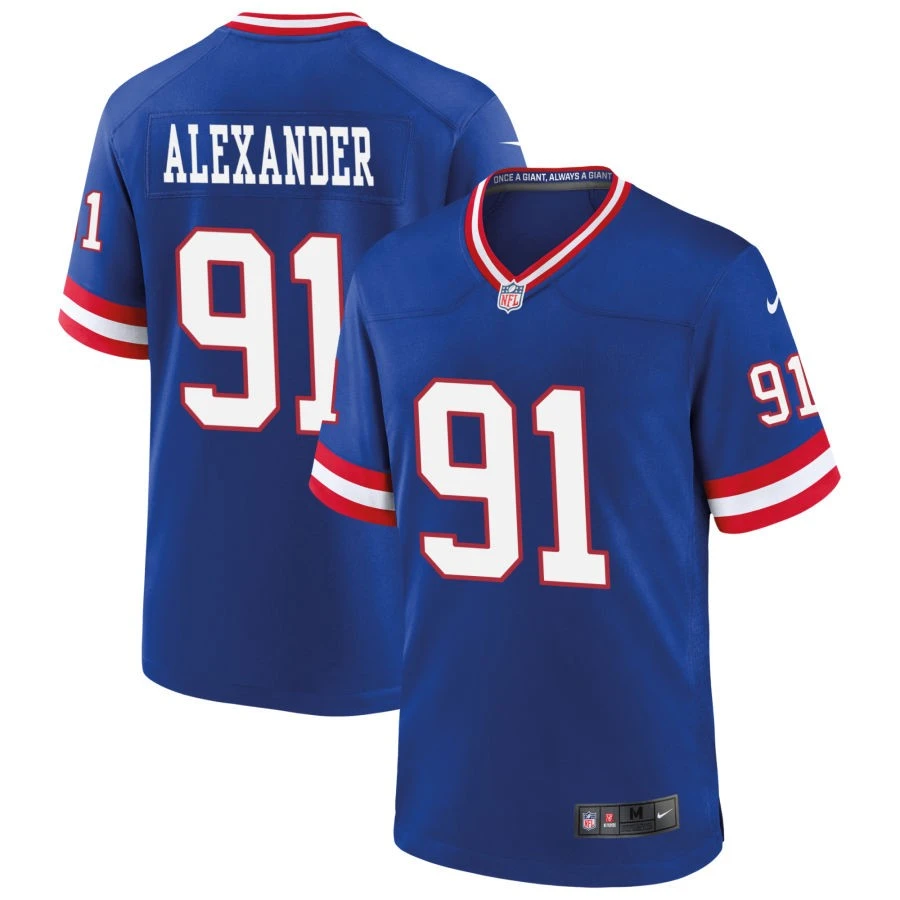 Men's New York Giants #91 Darius Alexander Nike Royal Classic Limited Jersey