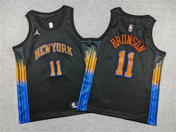 Youth New York Knicks #11 Jalen Brunson Black Statement Edition Jersey