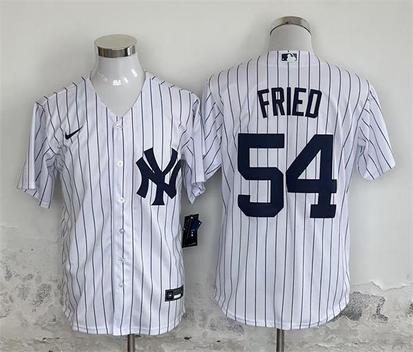 Mens New York Yankees #54 Max Fried Nike White Home with Name Limited Jersey