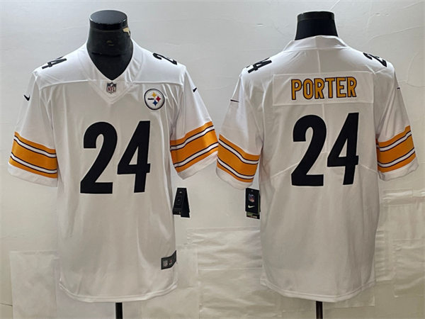 Men's Pittsburgh Steelers #24 Joey Porter Jr. Nike White Vapor Limited Player Jersey