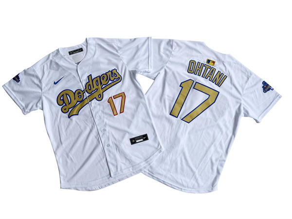 Mens Los Angeles Dodgers #17 Shohei Ohtani Nike 2025 White Gold Collection Limited Jersey