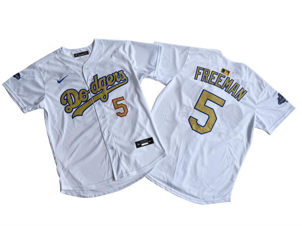 Mens Los Angeles Dodgers #5 Freddie Freeman Nike 2025 White Gold Collection Limited Jersey