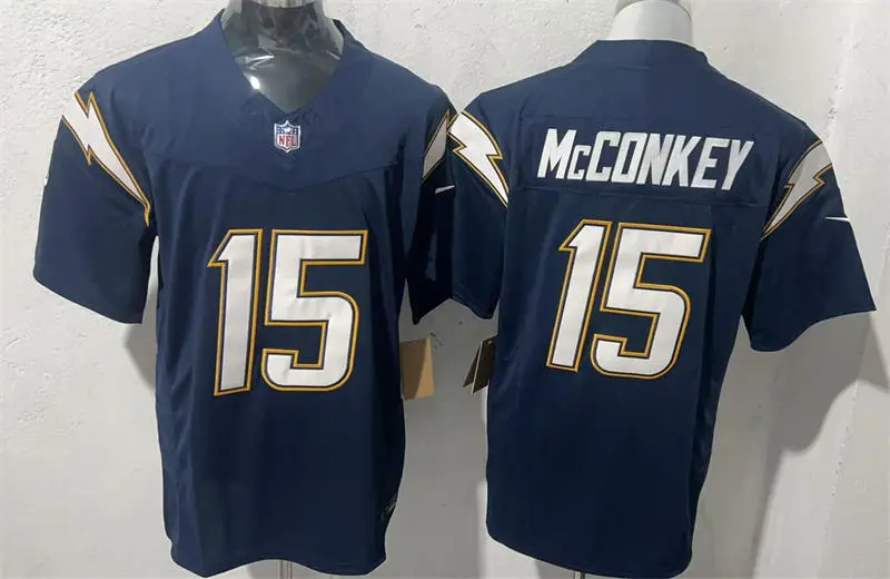 Men's Los Angeles Chargers #15 Ladd McConkey Nike Navy Alternate Super Chargers Vapor F.U.S.E. Limited Jersey