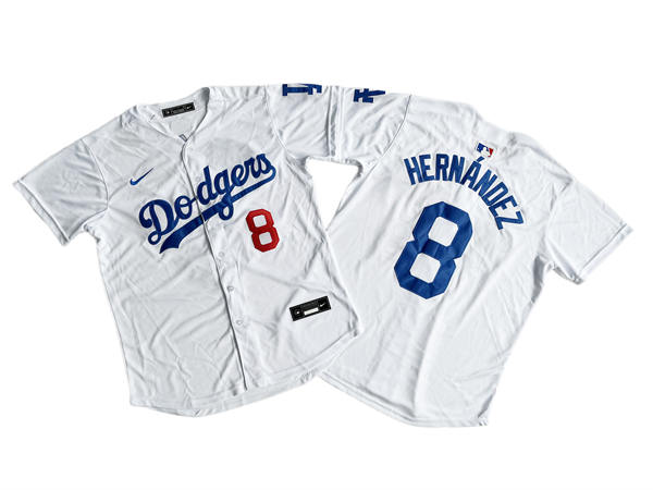 Mens Los Angeles Dodgers #8 Kike Hernandez Nike White Home Limited Player Jersey