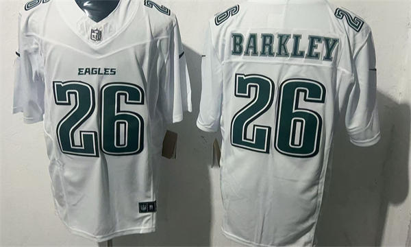 Mens Philadelphia Eagles #26 Saquon Barkley Nike Tundra White Fashion Game Jersey