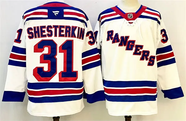 Mens New York Rangers #31 Igor Shesterkin Fanatics White Away Primegreen Player Jersey