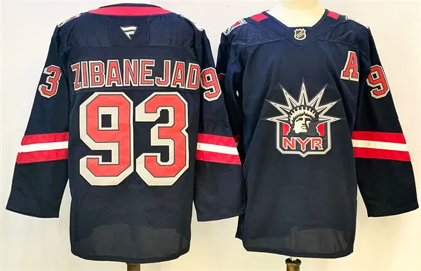 Youth New York Rangers #93 Mika Zibanejad Navy adidas 2020-21 NHL REVERSE RETRO JERSEYS