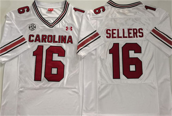 Mens South Carolina Gamecocks #16 LaNorris Sellers White Football Game Jersey