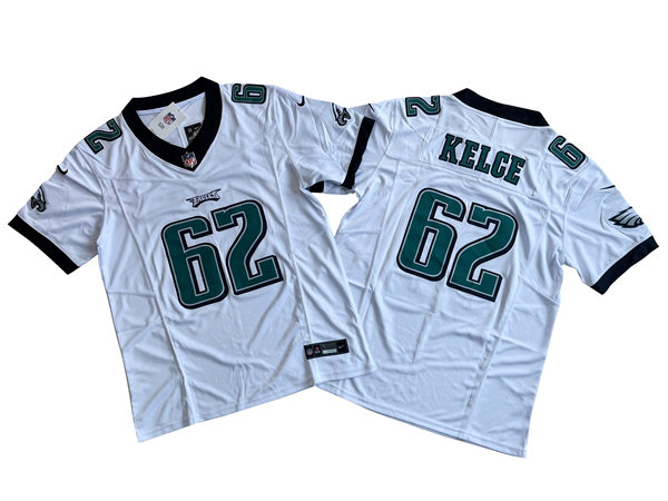 Mens Philadelphia Eagles #62 Jason Kelce Nike White Vapor F.U.S.E. Limited Jersey