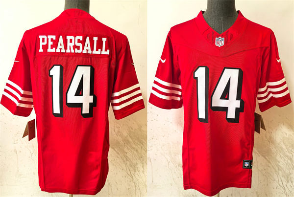 Mens San Francisco 49ers #14 Ricky Pearsall Nike Scarlet Alternate 2023 F.U.S.E. Vapor Limited Jersey