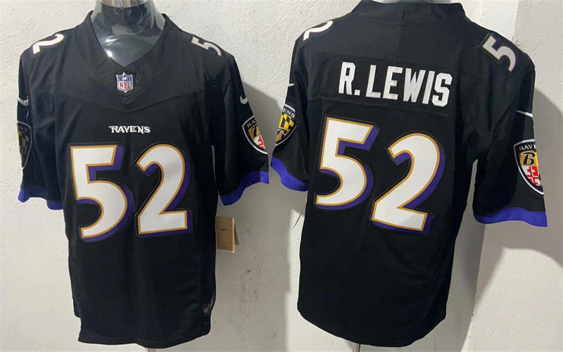Men's Baltimore Ravens Retired Player #52 Ray Lewis Nike Black Alternate Vapor F.U.S.E Limited Jersey