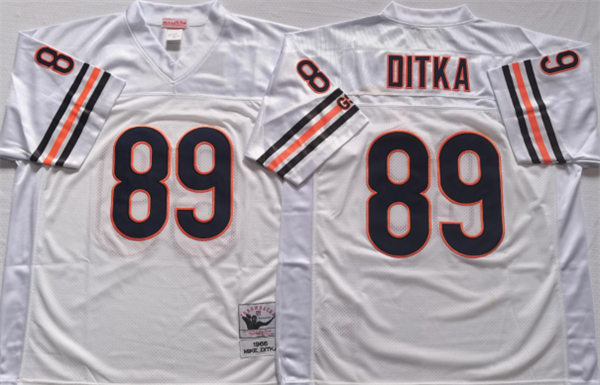 Mens Chicago Bears #89 Mike Ditka Mitchell&Ness White Throwback Jersey