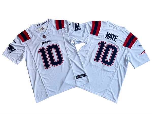 Mens New England Patriots #10 Drake Maye Nike White Vapor Untouchable Limited Jersey