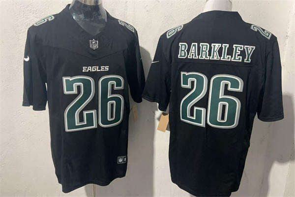Mens Philadelphia Eagles #26 Saquon Barkley Nike Carbon Black Fashion Game Jersey