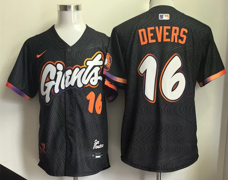 Mens San Francisco Giants #16 Rafael Devers Nike Anthracite 2025 City Connect 2.0 Limited Player Jersey