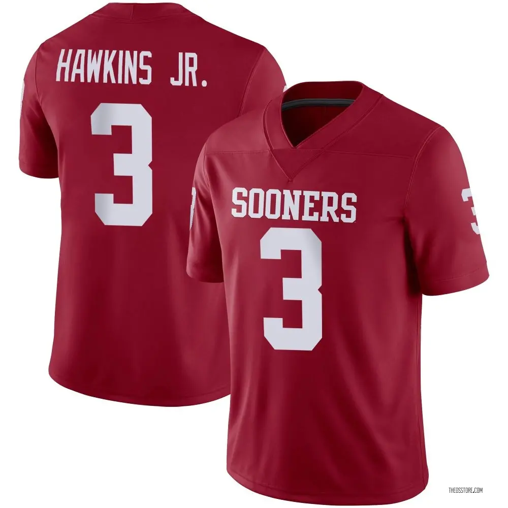 Oklahoma Sooners #3 Michael Hawkins Jr. Crimson College Football Game Jersey