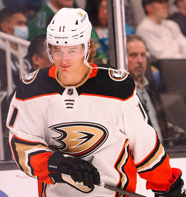 Mens Anaheim Ducks #11 Trevor Zegras Adidas Away White Jersey