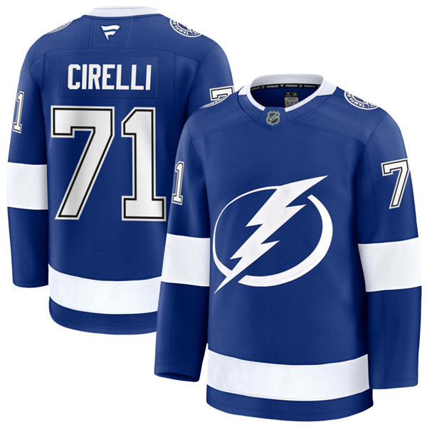 Mens Tampa Bay Lightning #71 Anthony Cirelli Fanatics Home Blue Premium Player Jersey