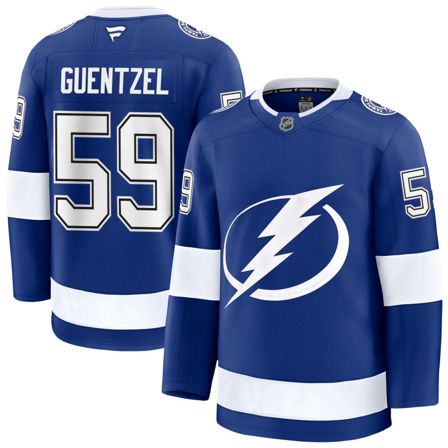 Mens Tampa Bay Lightning #59 Jake Guentzel Fanatics Home Blue Jersey
